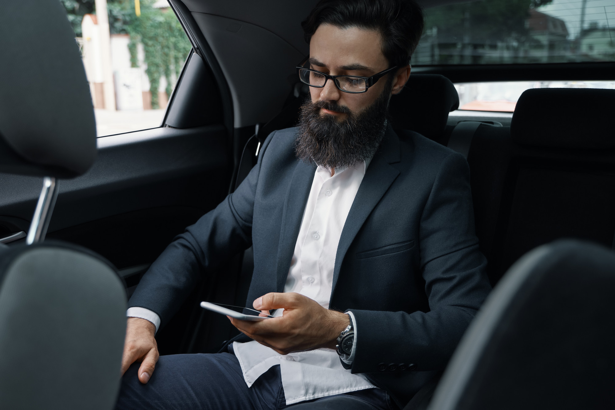 Businessman in a car Image.